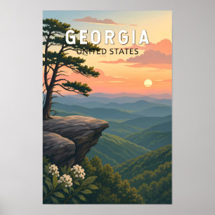 Georgia Illustration Travel Art Vintage Poster