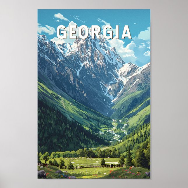 Georgia Illustration Travel Art Vintage Poster (Front)