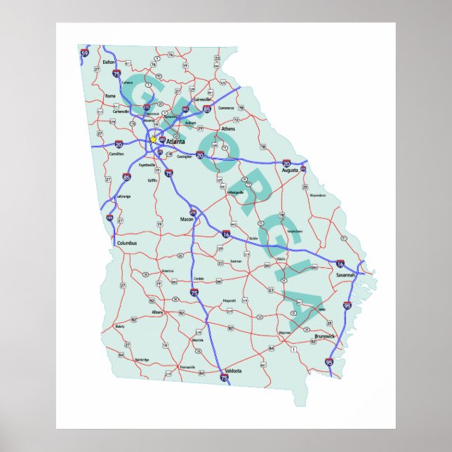 Georgia Interstate Map Print (Front)