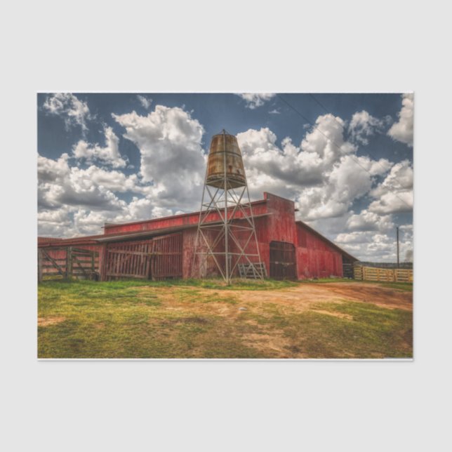 Georgia Large Red Barn with Water Tower Tissue Paper (Front)