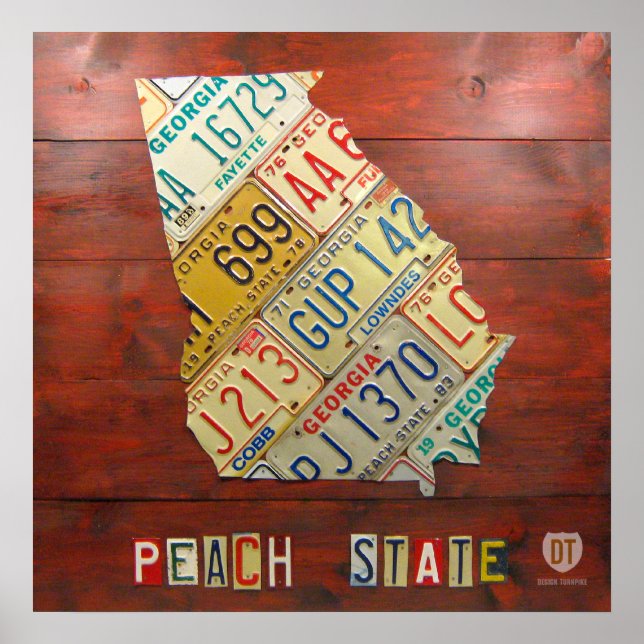 Georgia License Plate Map Print (Front)