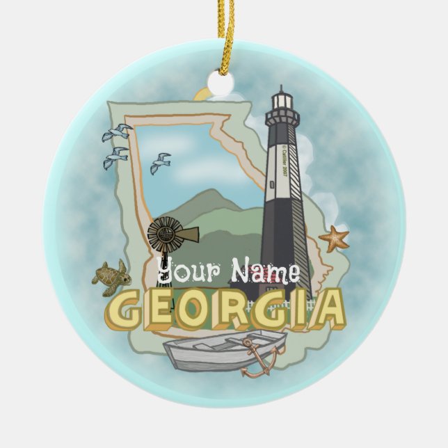 Georgia Lighthouse  Ceramic Ornament (Front)