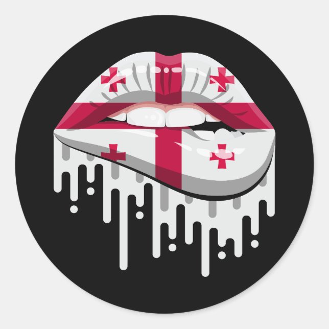 Georgia lips pride root flag classic round sticker (Front)