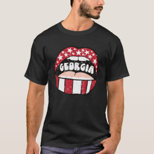 Georgia Lips Touchdown Football Season Game Day Re T-Shirt