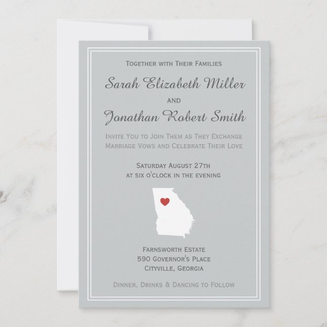 Georgia Love - Customisable Wedding Invitation (Front)
