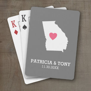 Georgia Map Home State Love with Custom Heart Playing Cards