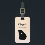 Georgia Map Luggage Tag, Wedding Party Welcome Luggage Tag<br><div class="desc">These state luggage tags make the perfect wedding party gift tags or welcome bag tags. Tie it to your bridesmaid gifts instead of a typical paper gift tag, and they can use it for months and years to come. Tags have a peach apricot watercolor background. To place the heart at...</div>