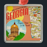 Georgia Map Metal Ornament<br><div class="desc">A colourful vintage postcard map of Georgia repurposed on an ornament.</div>