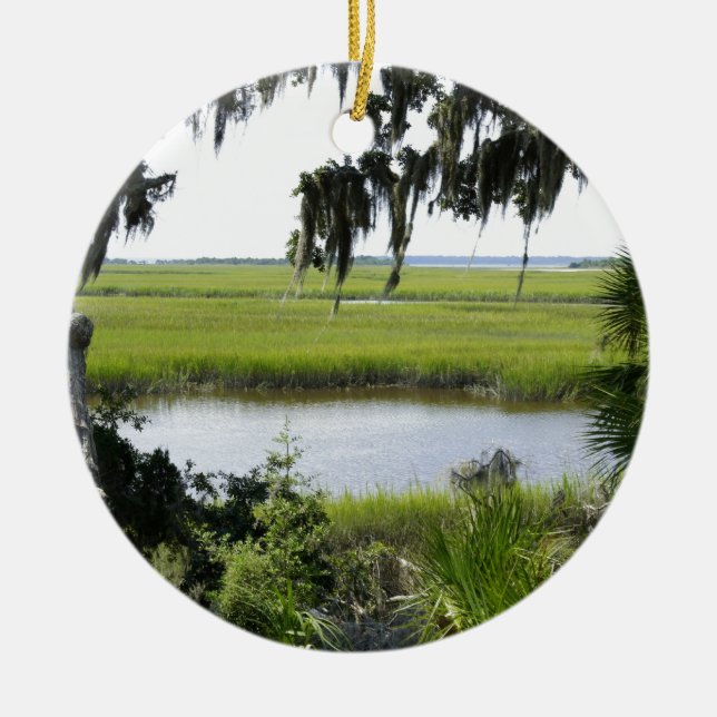 Georgia Marshland Ceramic Ornament (Front)
