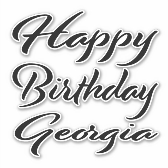 Georgia Name First Name black Sticker Birthday (Front)