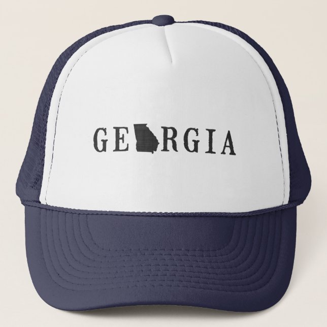 Georgia Name with State Shaped Letter Trucker Hat (Front)