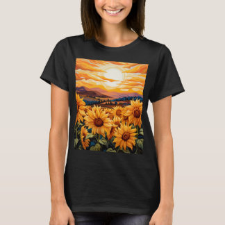Georgia O Keefe style sunflowers at sunrise T-Shirt