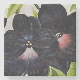 Georgia O'Keefe 1925 Black and Purple Petunias Stone Coaster