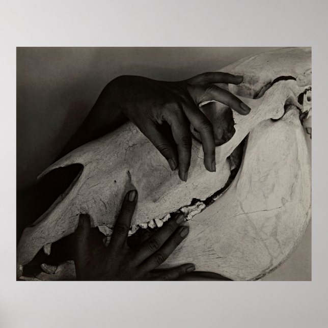 Georgia O'Keeffe Hands & Horse Skull - Modern Art Poster (Front)