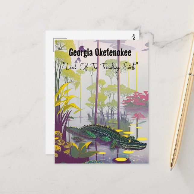 Georgia Okefenokee Land of the Trembling Earth Postcard (Front/Back In Situ)