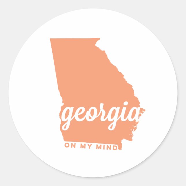 georgia | on my mind | peach classic round sticker (Front)
