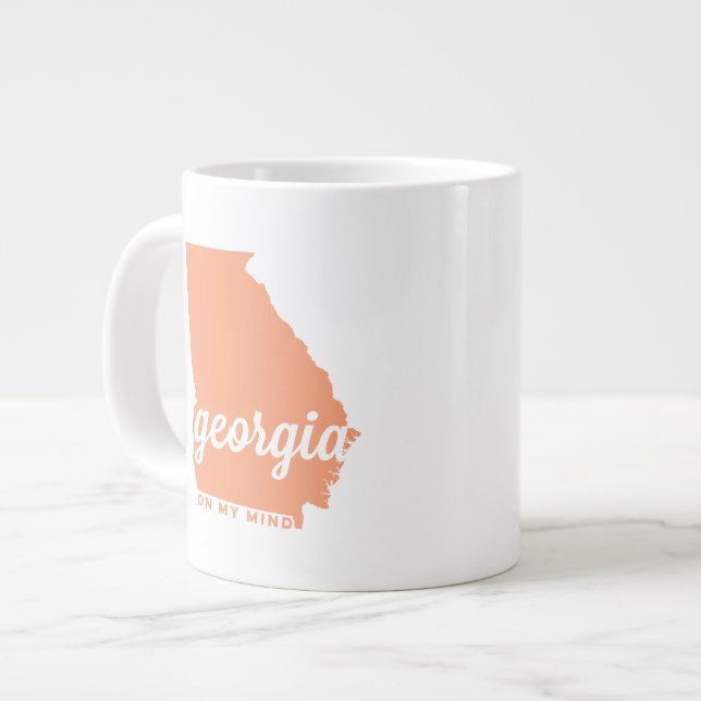 georgia | on my mind | peach large coffee mug (Front Left)
