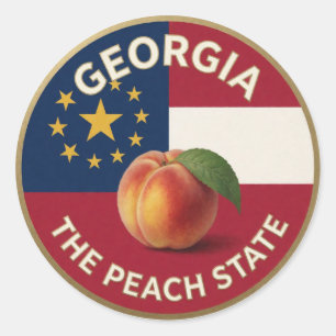 Georgia Peach Emblem 🍑 Classic Round Sticker