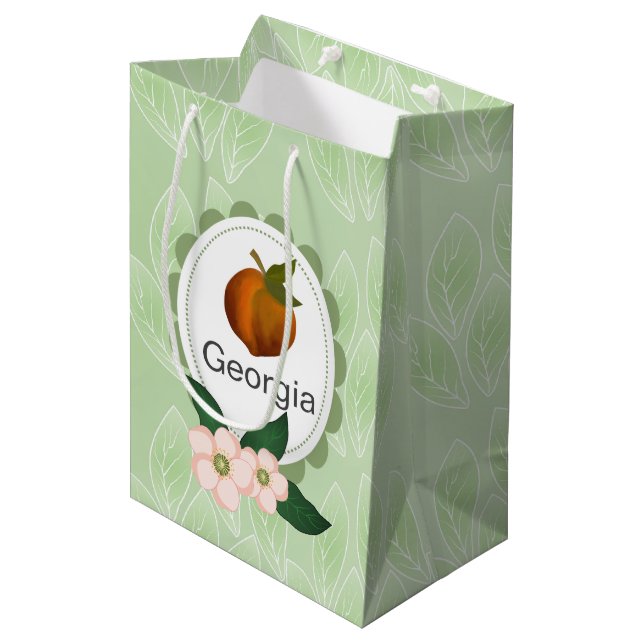 Georgia Peach fruit art design. Medium Gift Bag (Front Angled)