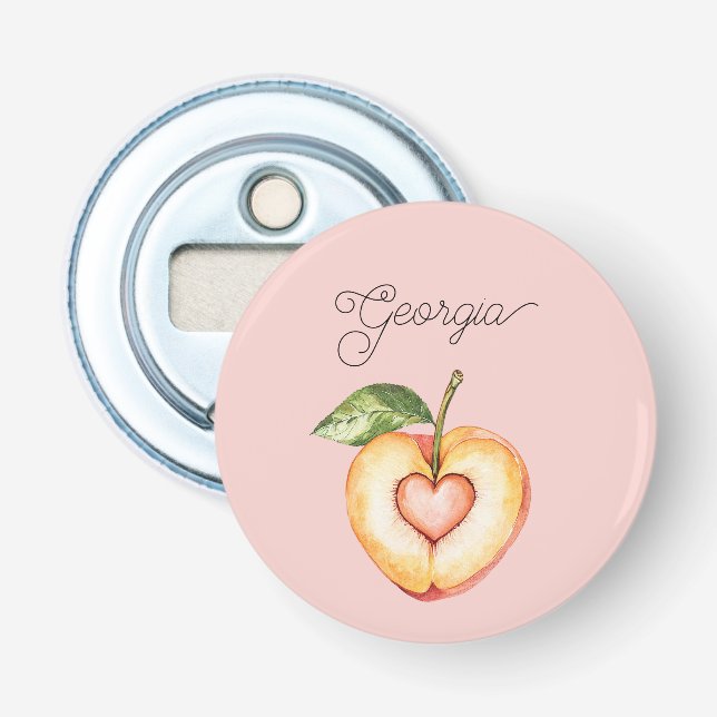 Georgia Peach Heart Fruit Bottle Opener (Front)