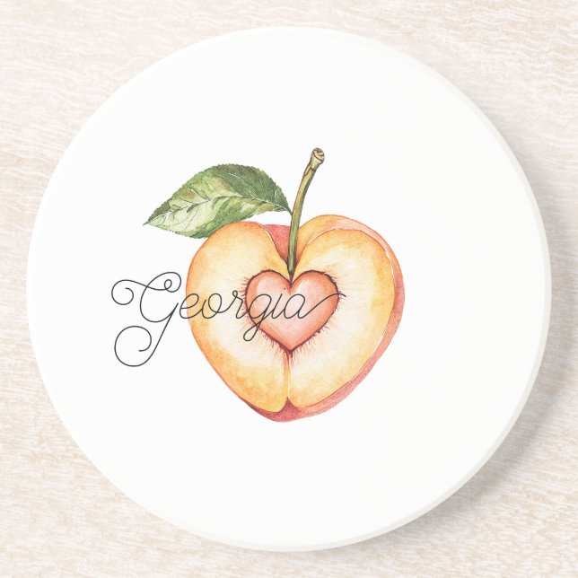Georgia Peach Heart Fruit Coaster (Front)