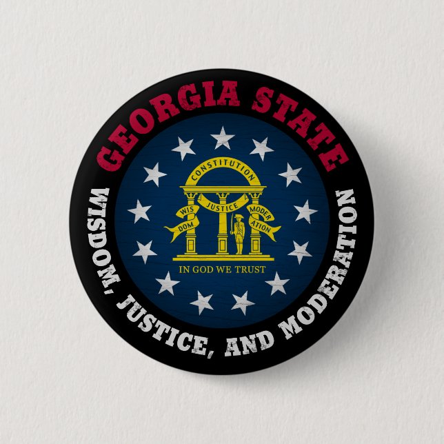 GEORGIA PEACH STATE FLAG 6 CM ROUND BADGE (Front)