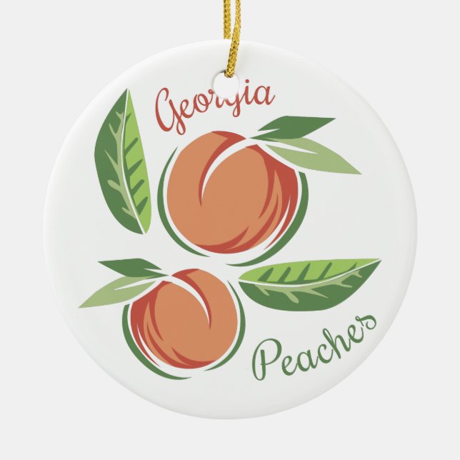 Georgia Peaches Ceramic Ornament (Front)