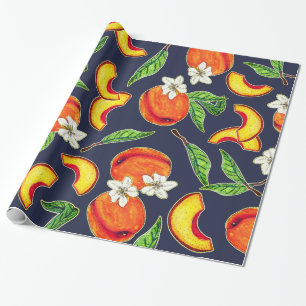 Georgia Peaches & Leaves Wrapping Paper