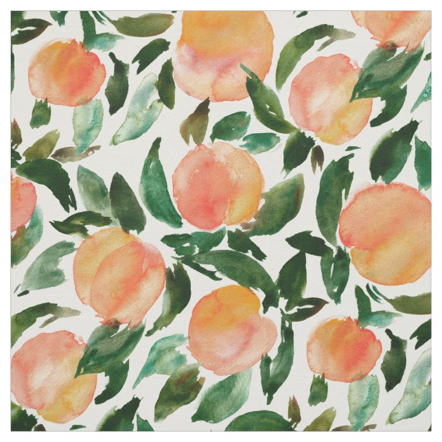 GEORGIA PEACHES Watercolor Peach Print Fabric (Swatch)