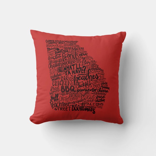 Georgia Pillow - Handlettered Design (Front)