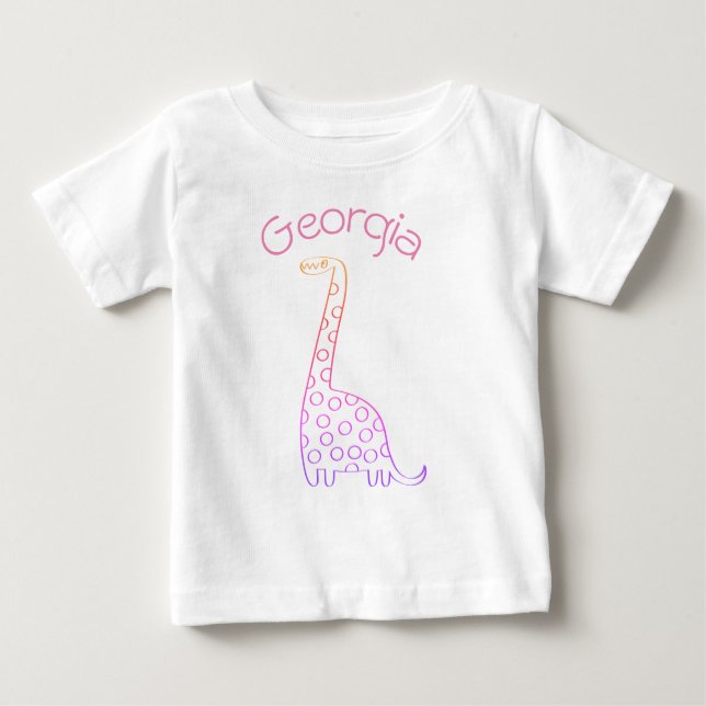 Georgia Pink Dinosaur to personalise   Baby T-Shirt (Front)