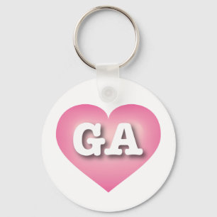Georgia Pink Fade Heart - I love GA Key Ring