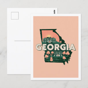 Georgia Retro Travel Design Iconic US States Postcard