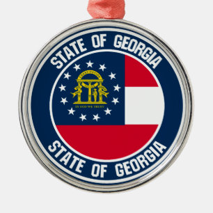 Georgia Round Emblem Metal Ornament