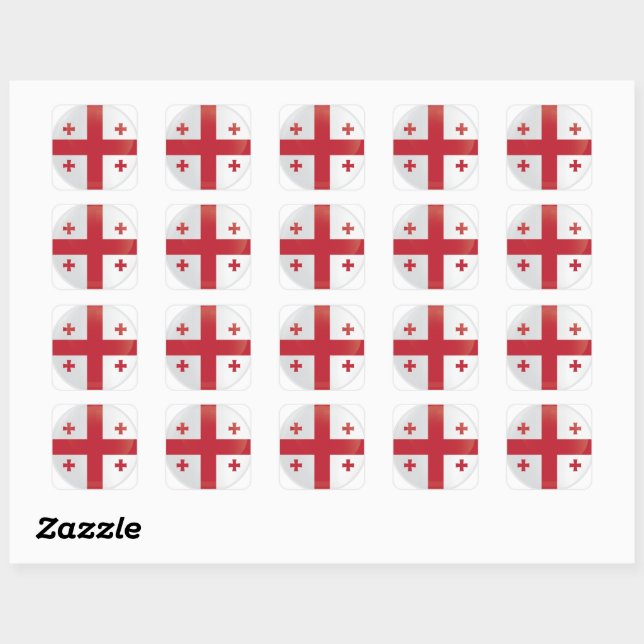 Georgia  Round Icon Flag Square Sticker (Sheet)