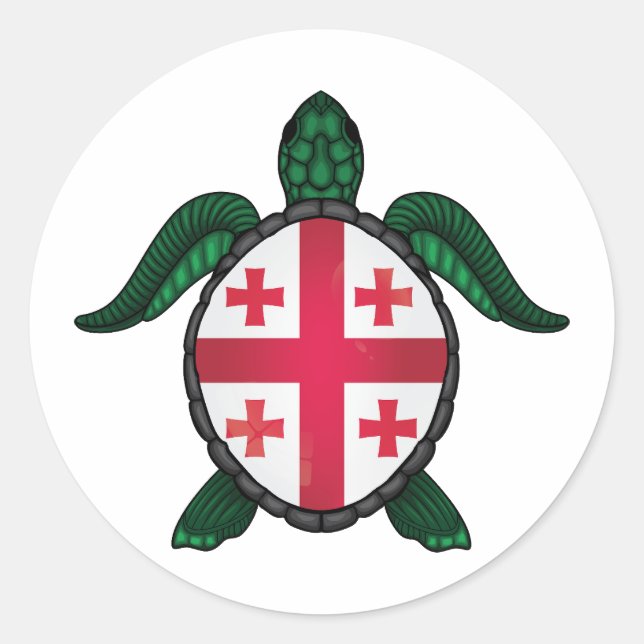 Georgia sea turtle flag classic round sticker (Front)