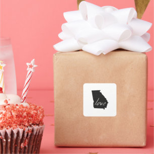 Georgia Shaped Chalkboard Georgian Peach Love Square Sticker