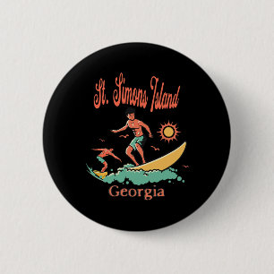 Georgia St. Simons Island Ga Surfer Surfing Fishin 6 Cm Round Badge