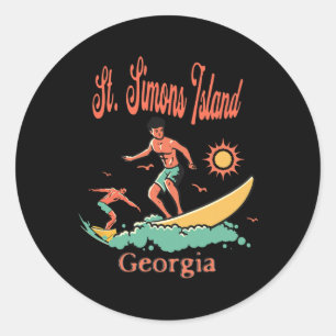 Georgia St. Simons Island Ga Surfer Surfing Fishin Classic Round Sticker