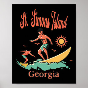 Georgia St. Simons Island Ga Surfer Surfing Fishin Poster