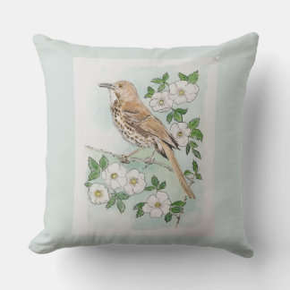 Georgia state bird and flower cushion