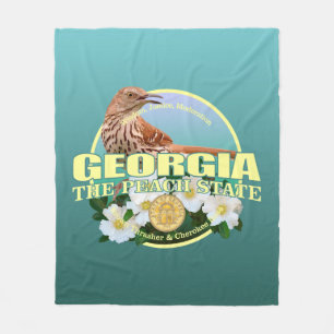 Georgia State Bird & Flower Fleece Blanket