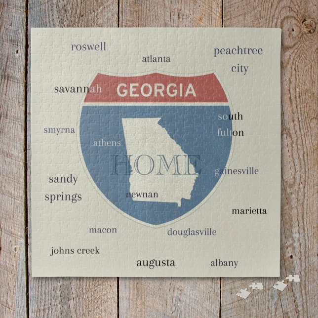 Georgia State Cities Puzzle – Custom Home Puzzle (Such a fun way for friends and family to get together and enjoy their favorite state. Great gift!)