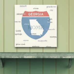 Georgia State Cities Stretched Canvas Print