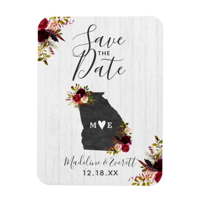 Georgia State Destination Rustic Save the Date Magnet (Vertical)
