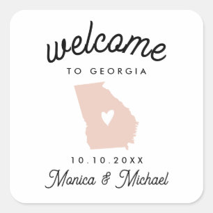 GEORGIA  State Destination Wedding ANY COLOR!     Square Sticker
