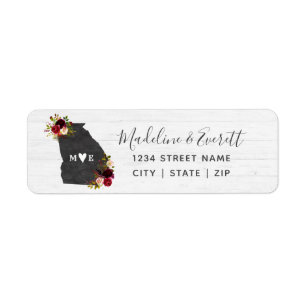 Georgia State Destination Wedding Return Address Label