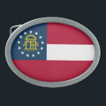 Georgia State Flag Belt Buckle<br><div class="desc">Patriotic Georgia state flag.</div>