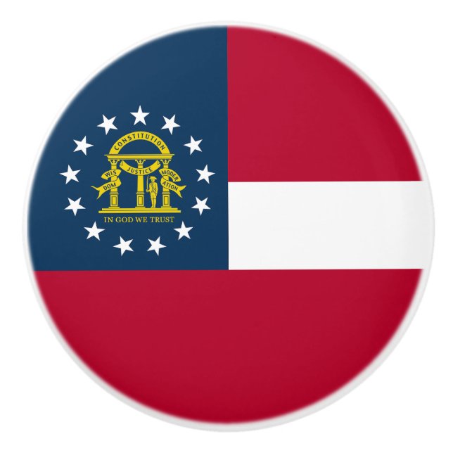Georgia State Flag Ceramic Knob (Front)