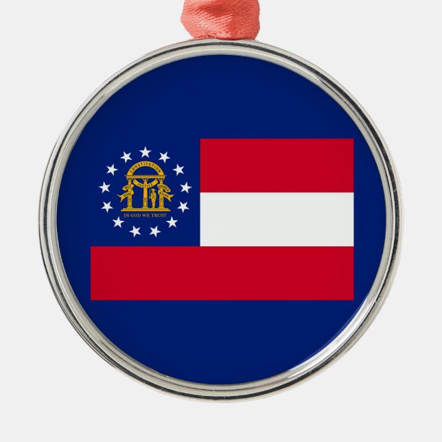 Georgia State Flag Design Decor Metal Tree Decoration (Front)